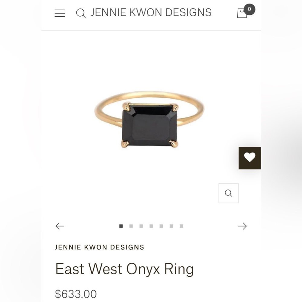 JENNIE KWON DESIGNS East West Onyx Ring 14K Yellow Gold Size 6.5